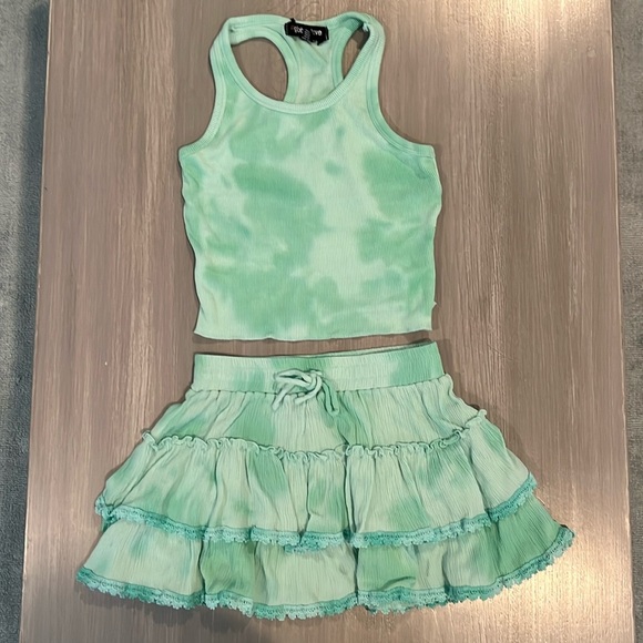 Global Love (Flowers by Zoe) Mint Green Tie Dye Tank and Skirt Set - Picture 1 of 7